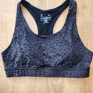 Women's M Black Leopard Print Patterned Sports Bra With Adjustable Bra Closure